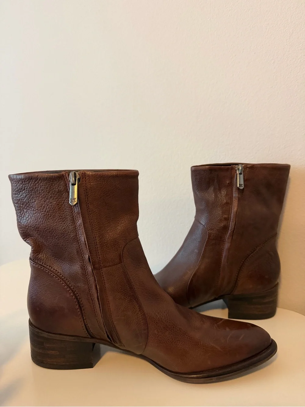 Sam Edelman Chestnut Brown Leather Mid-Calf Boot